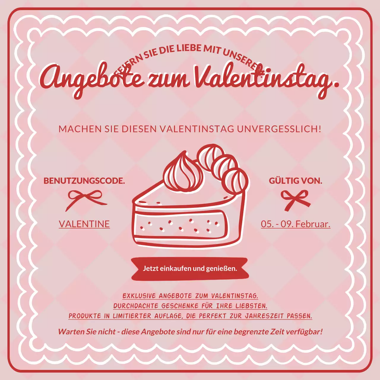 Rosa Retro Valentine Rabatt Aktion Instagram Post