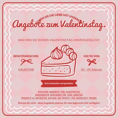 Rosa Retro Valentine Rabatt Aktion Instagram Post