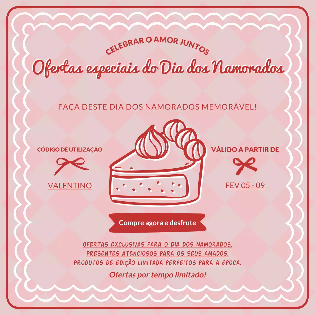 Pink Retro Valentine Desconto Promoção Instagram Post