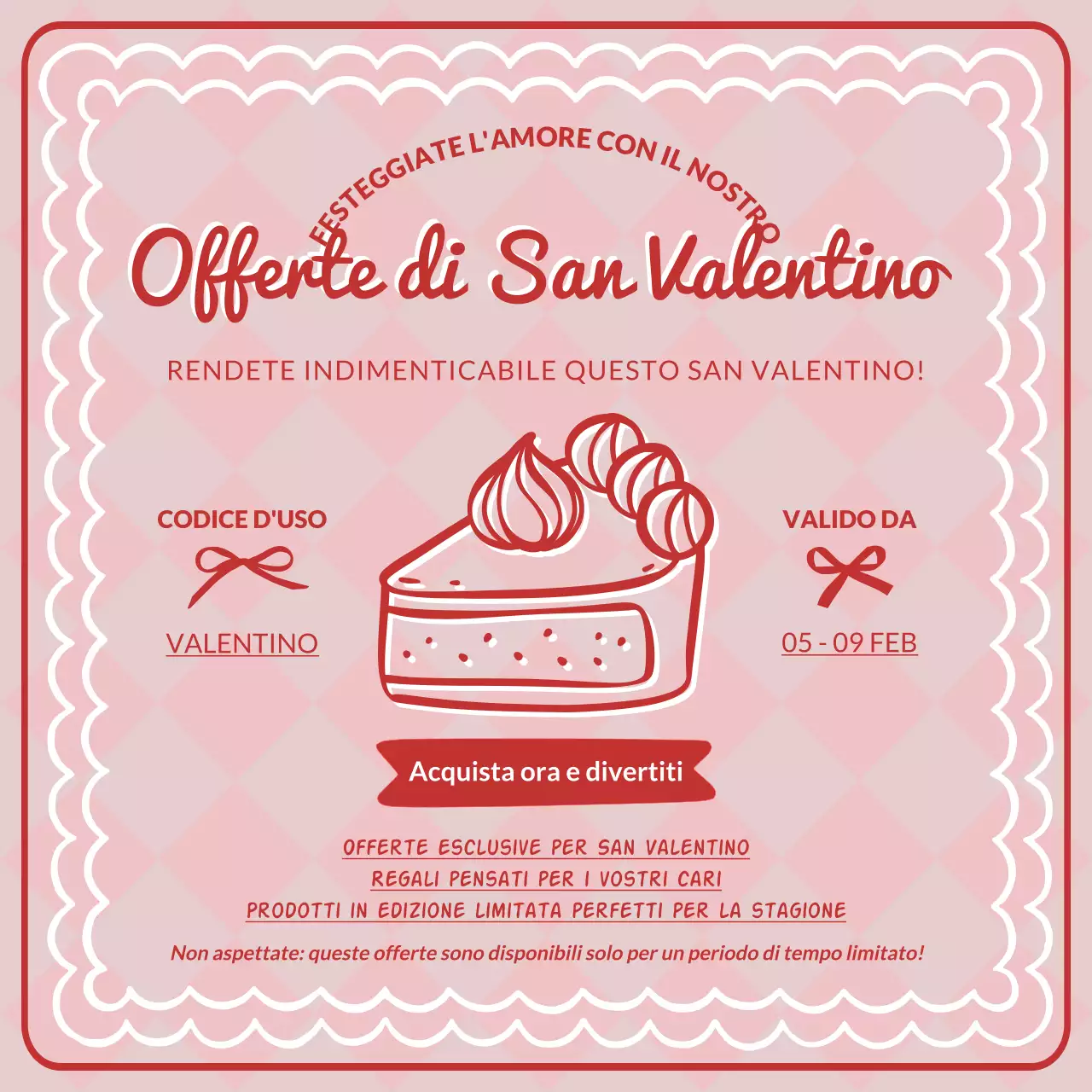 Promozione di San Valentino Retro Rosa Post Instagram