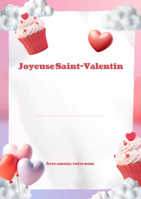 Lettre de la Saint-Valentin rouge et rose 3D