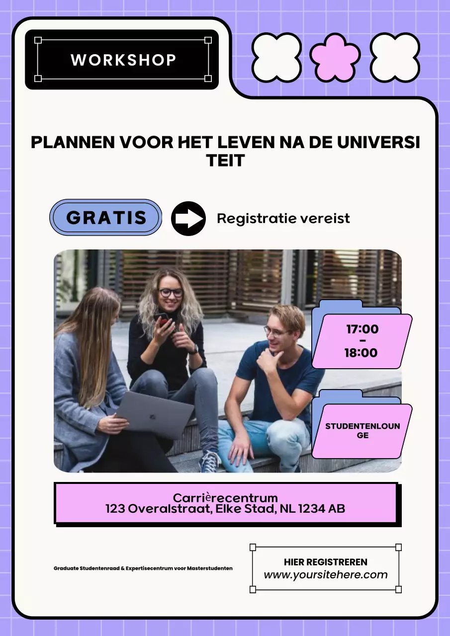 Paarse moderne carrière workshop uitnodiging