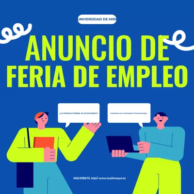 anuncio de la feria de empleo blue and green modern
