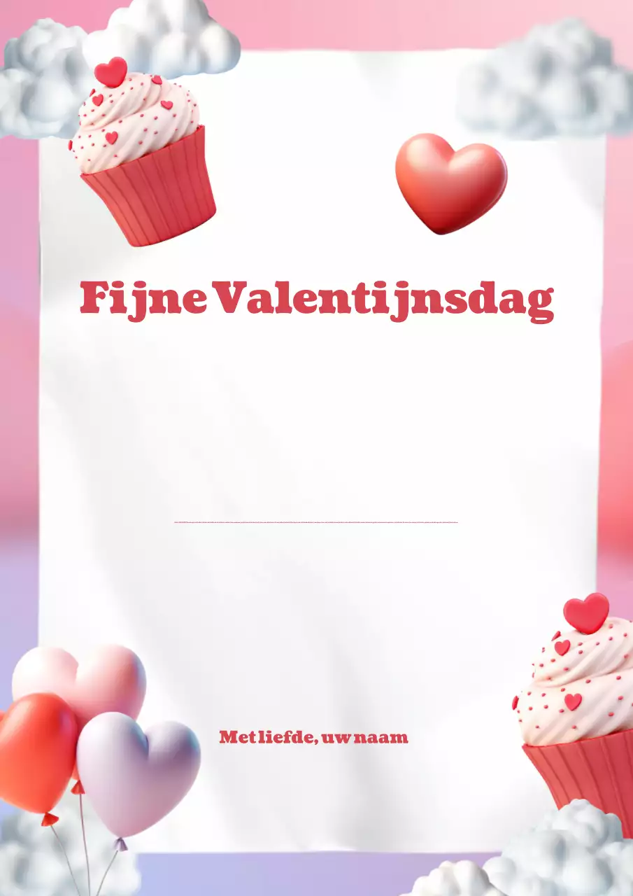 Rode en Roze Valentijnsbrief 3D