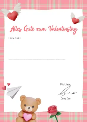 rosa romantische Liebe Valentinsbrief