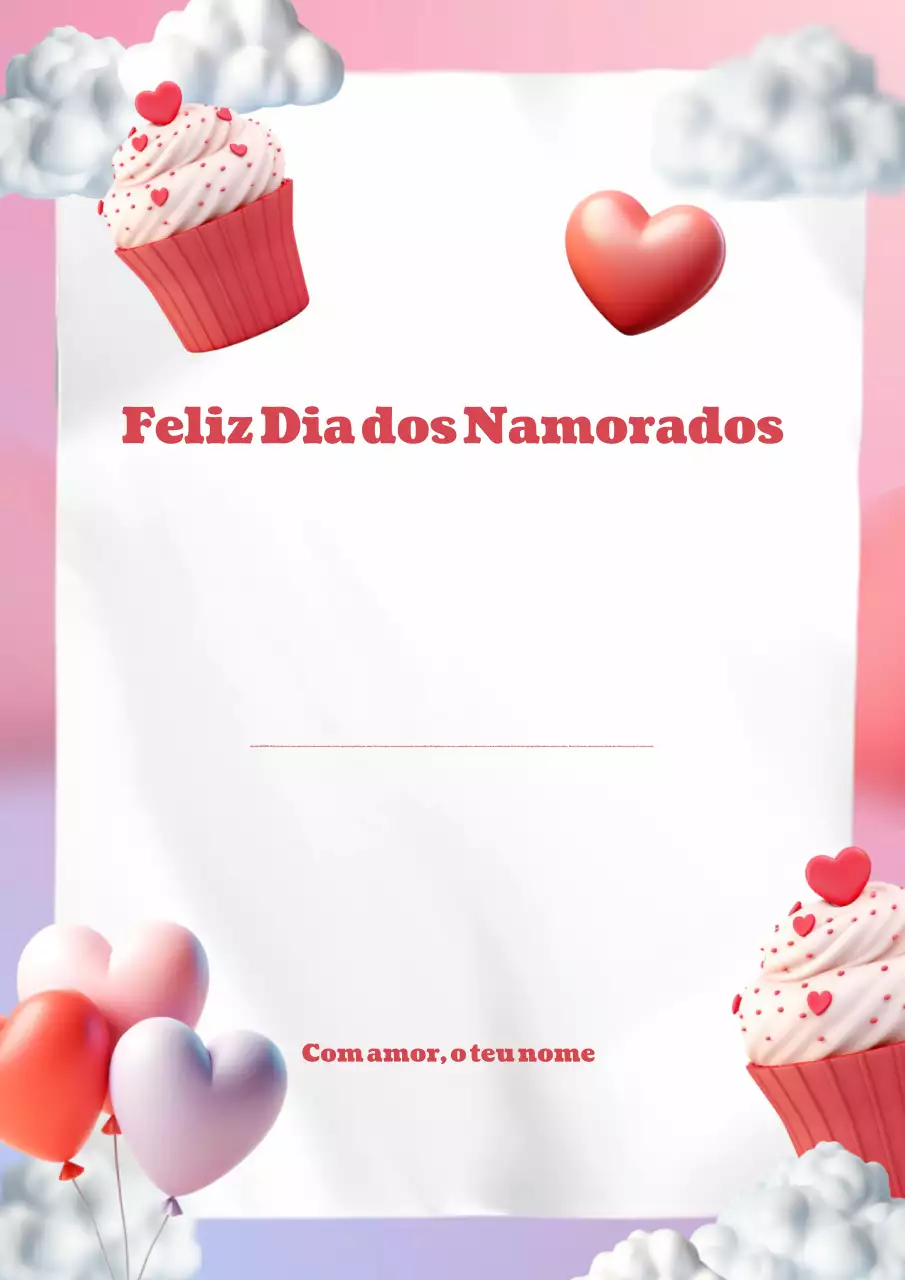 Carta de S. Valentim vermelha e cor-de-rosa 3D