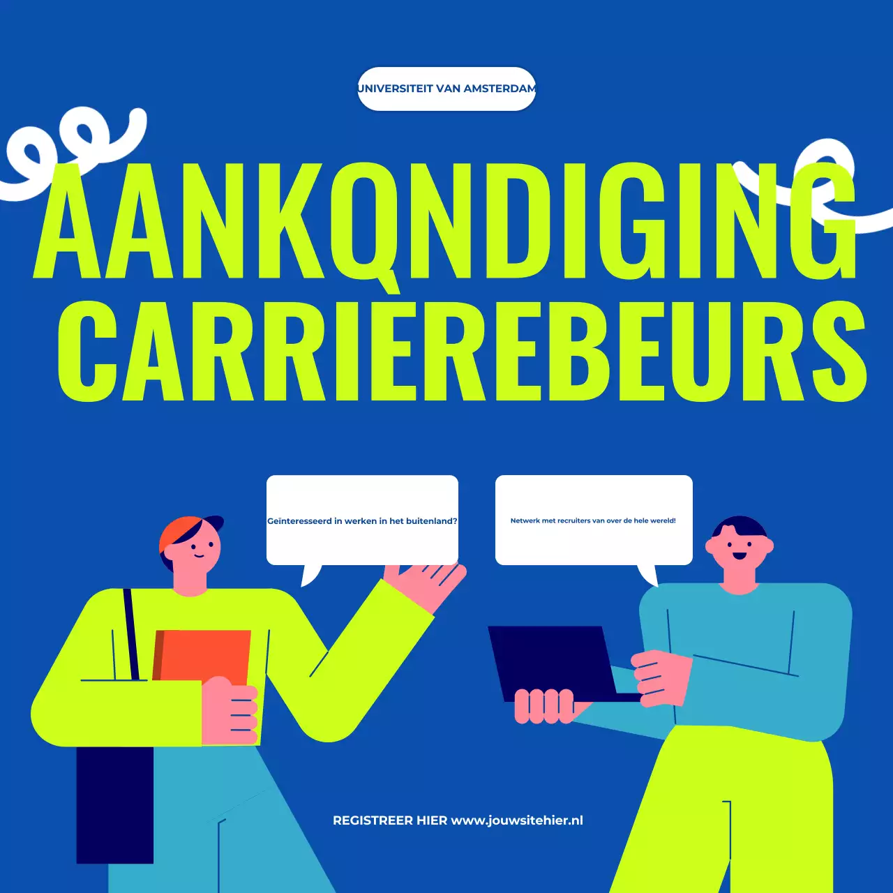 blauw en groen moderne carrièrebeurs aankondiging