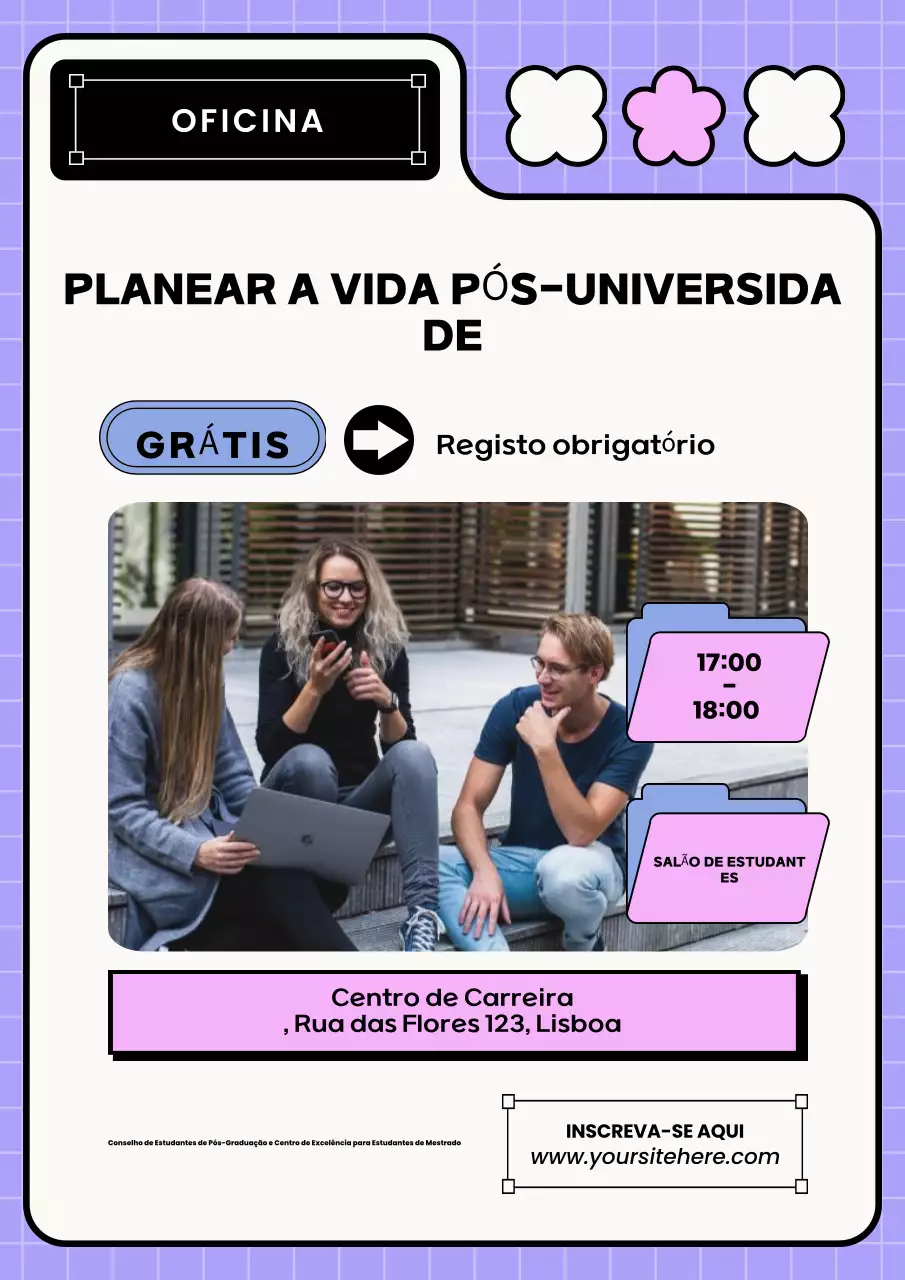 Convite para Workshop de Carreira Moderna Púrpura