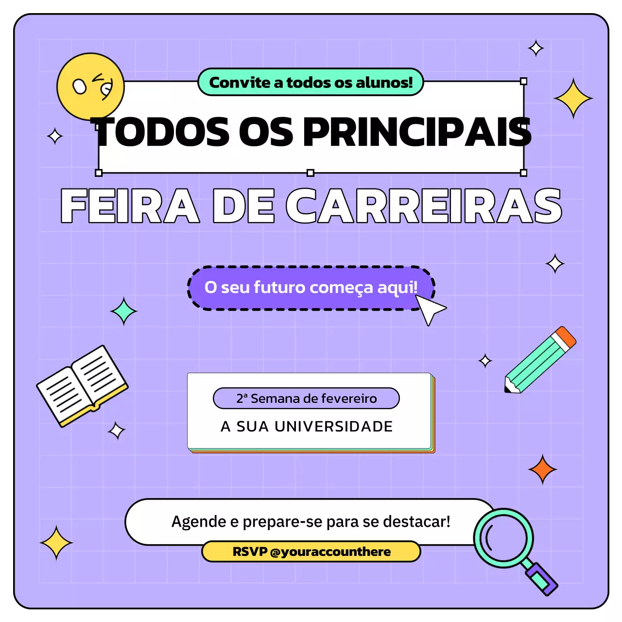 convite carreira moderno roxo