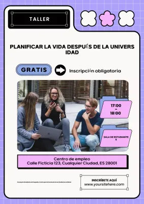 Púrpura Invitación a un taller sobre carreras modernas