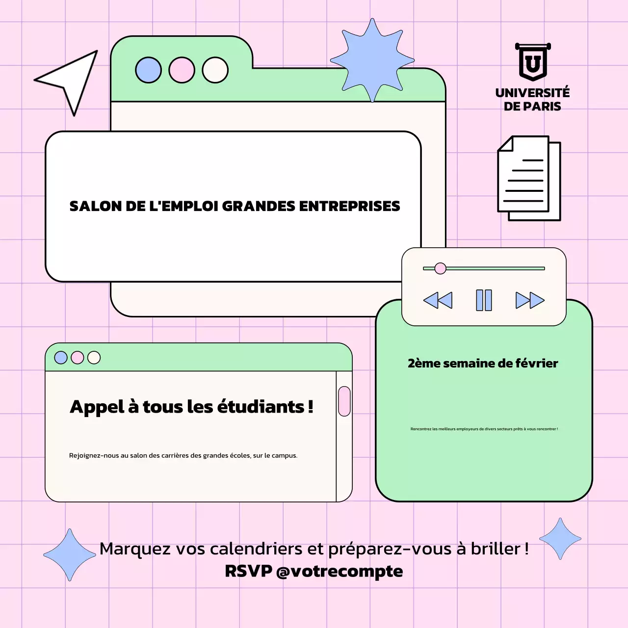 invitation à un événement professionnel moderne rose