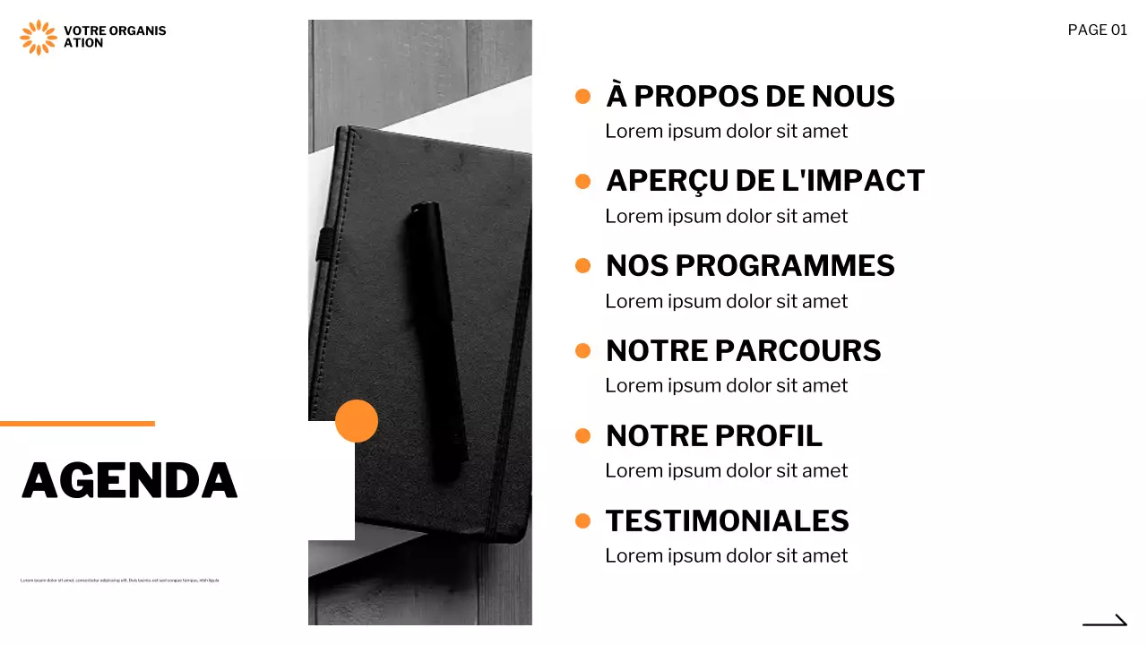 présentation moderne noire sans but lucratif