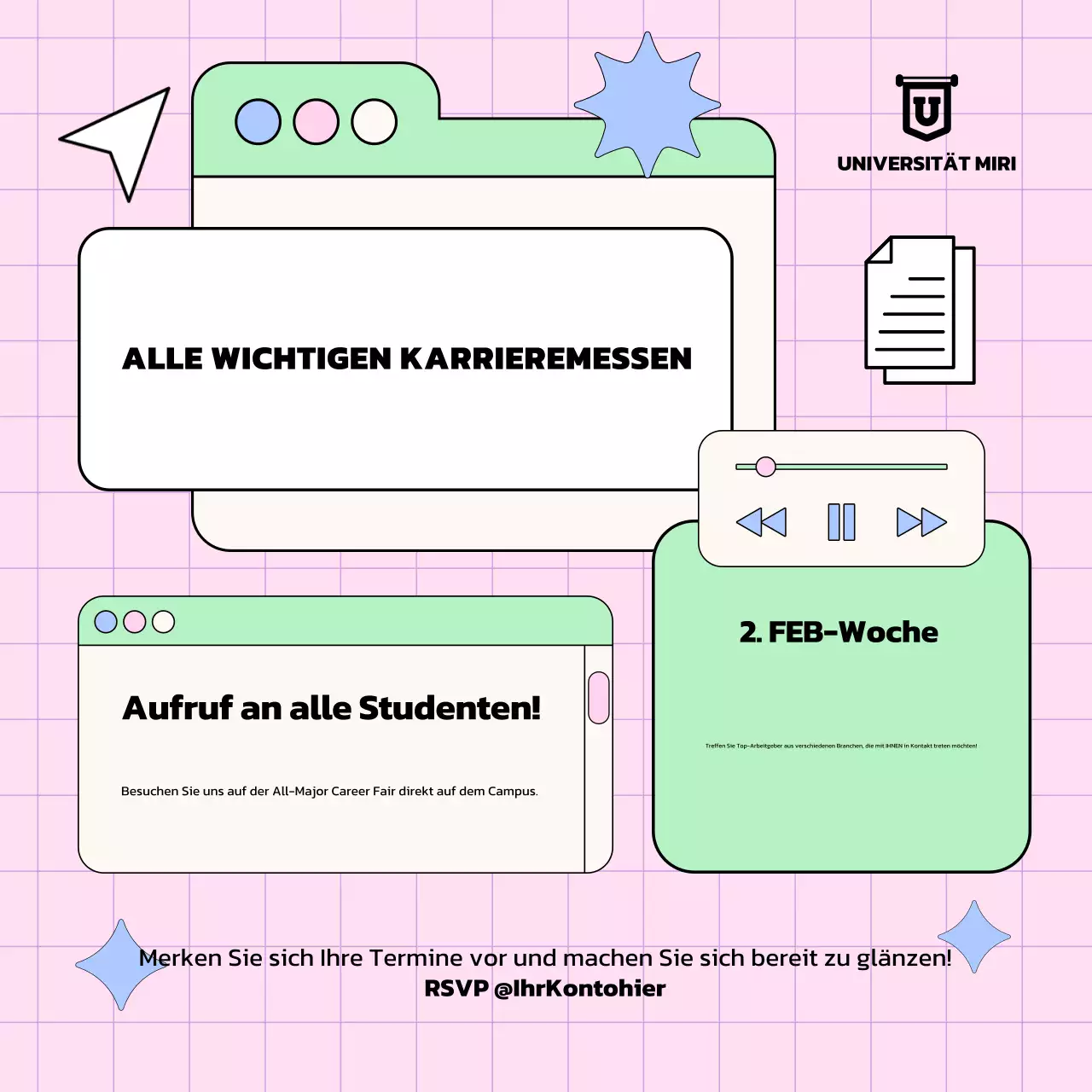 rosa moderne Karriere-Event-Einladung