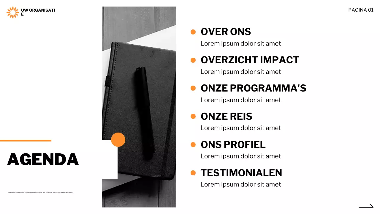 zwart modern non-profit presentatie