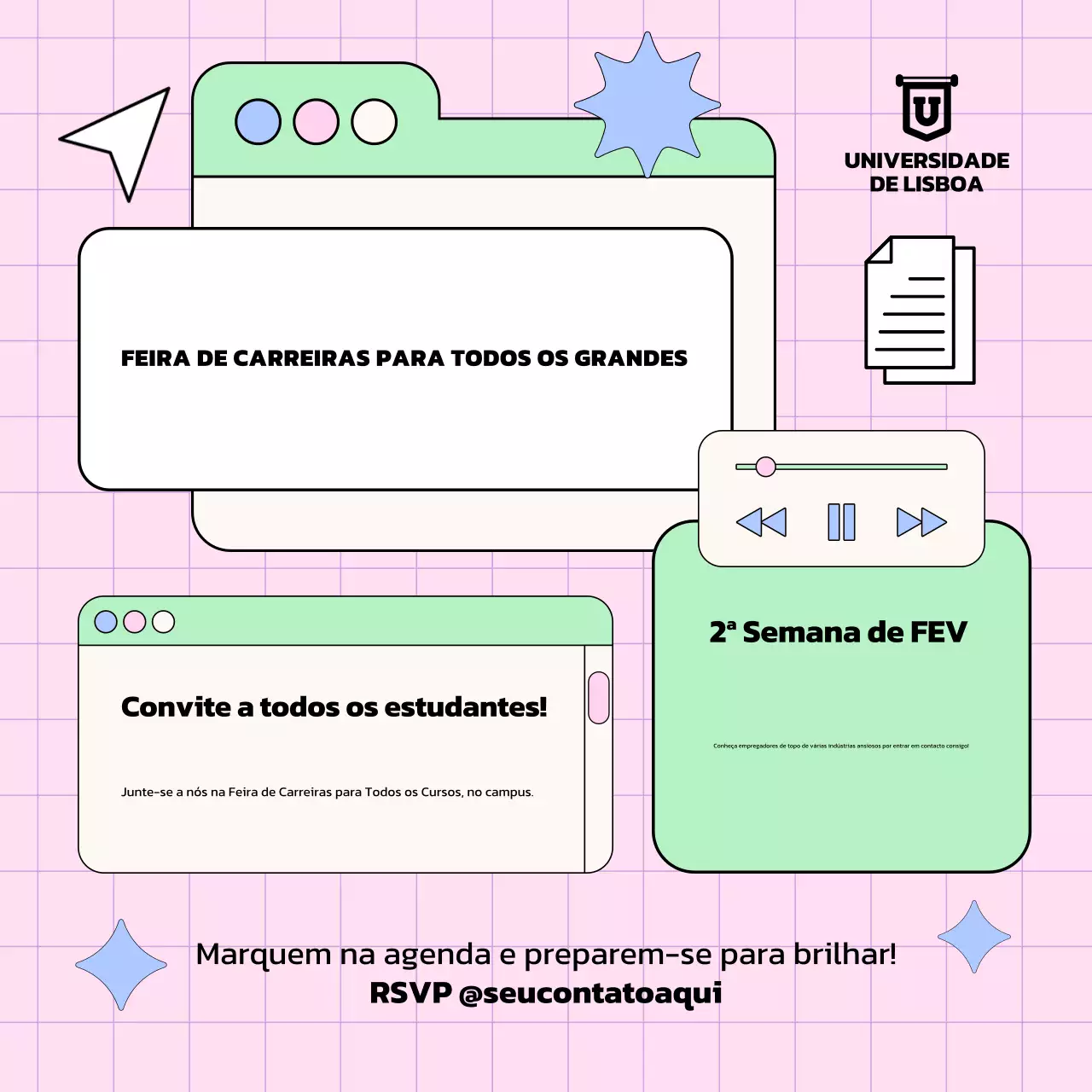 convite para evento de carreira moderno cor-de-rosa
