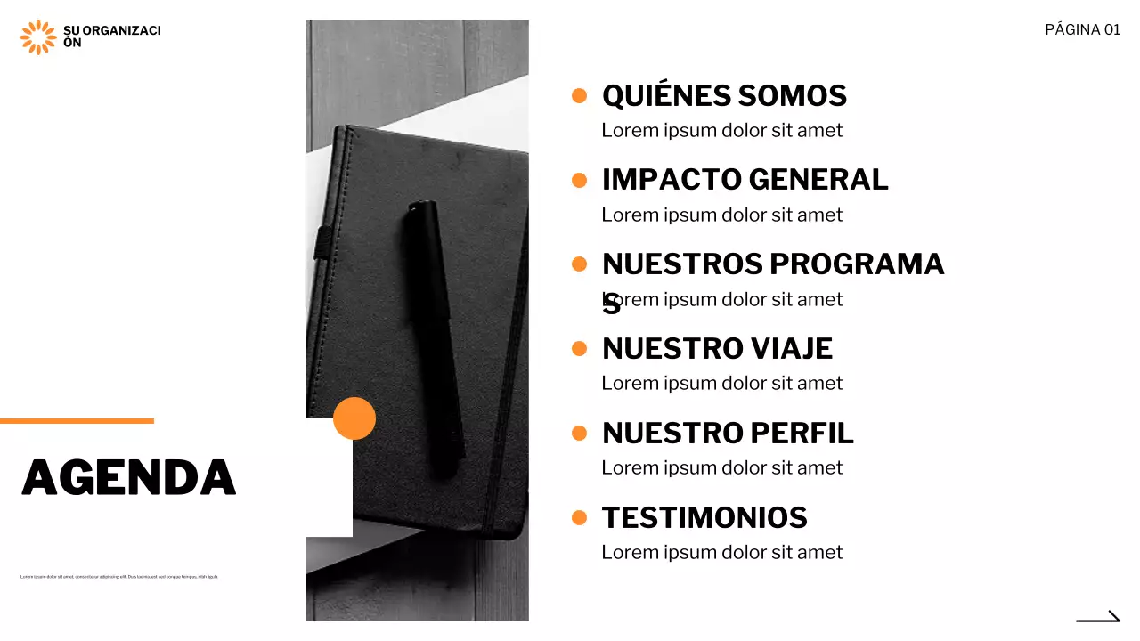 presentación negra moderna sin ánimo de lucro