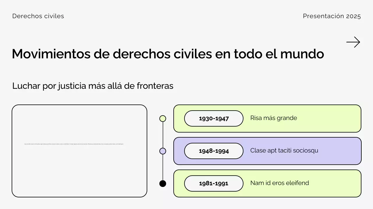 Presentación del Movimiento Moderno por los Derechos Civiles en Beige