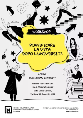 Poster per eventi universitari o di campus in un divertente ed energico stile scarabocchio disegnato a mano