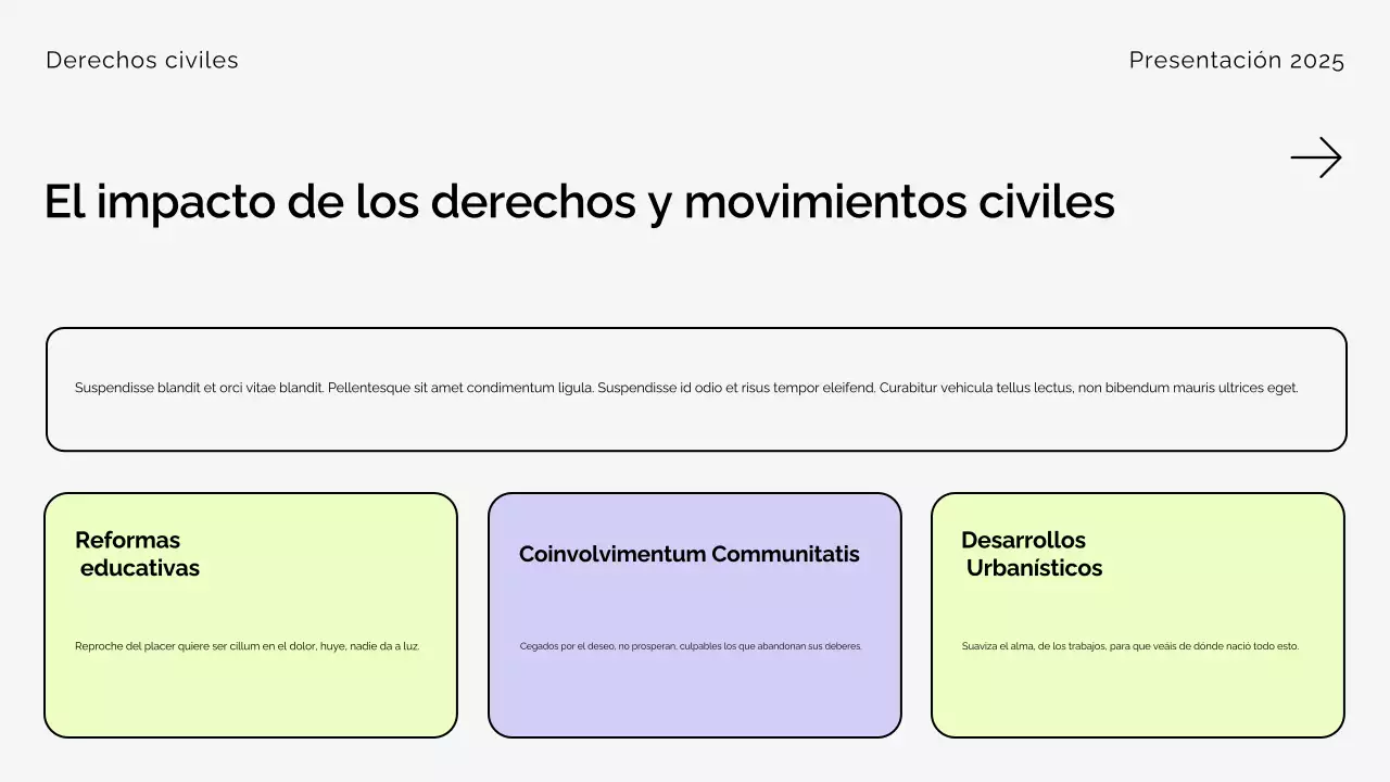 Presentación del Movimiento Moderno por los Derechos Civiles en Beige