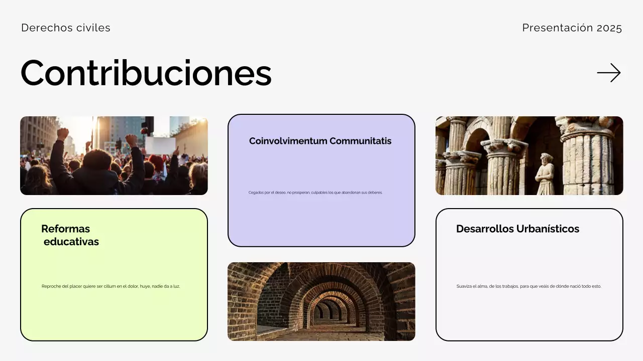 Presentación del Movimiento Moderno por los Derechos Civiles en Beige