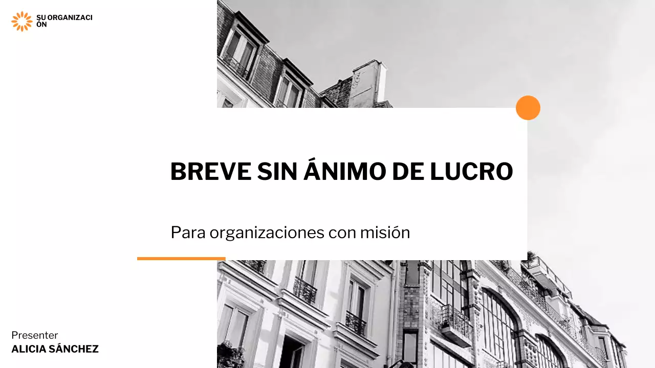presentación negra moderna sin ánimo de lucro