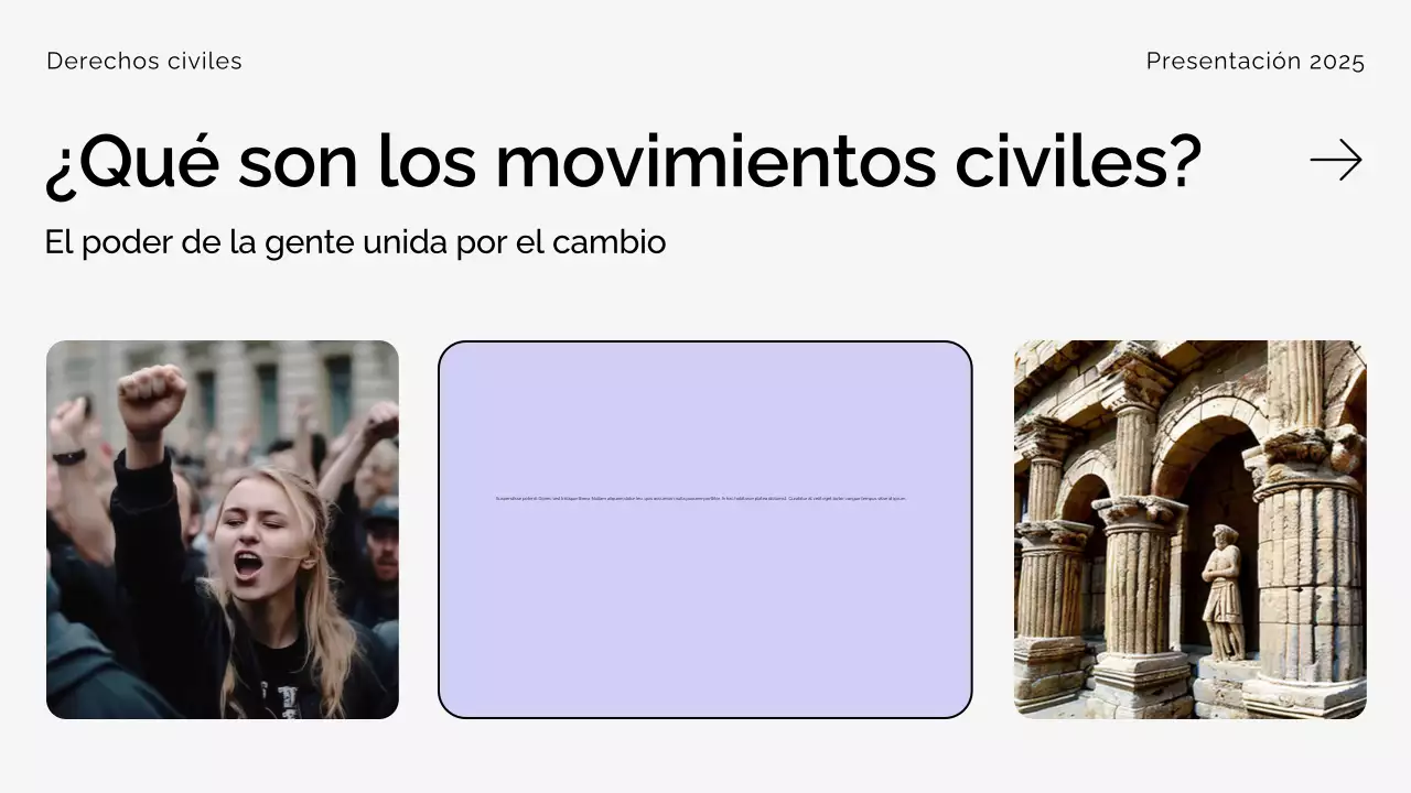 Presentación del Movimiento Moderno por los Derechos Civiles en Beige