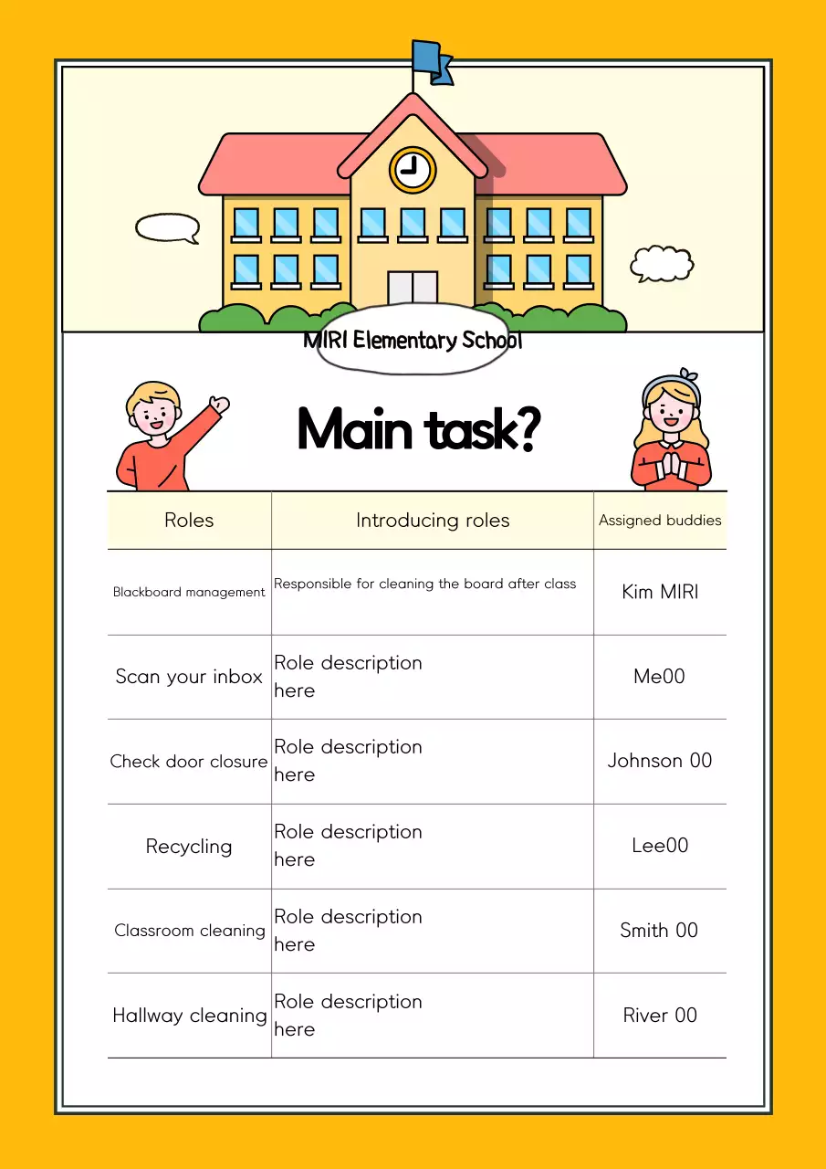 Poster trường học màu vàng cho bé