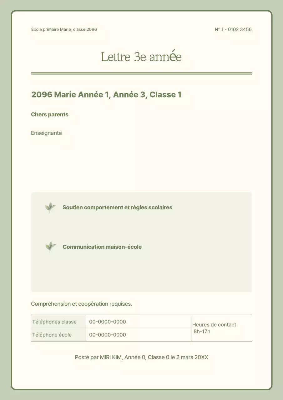 Annonces annuelles de la classe simple