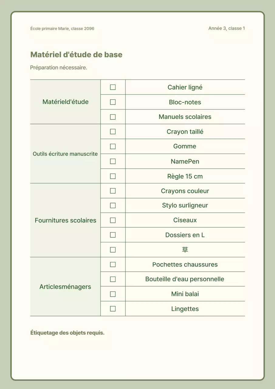 Annonces annuelles de la classe simple