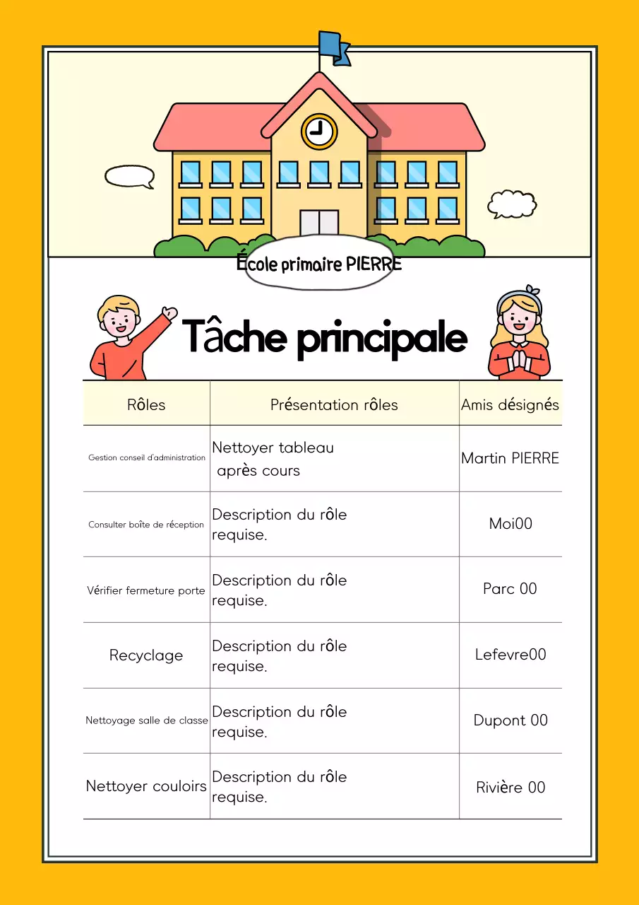 Affiche scolaire jaune et mignonne