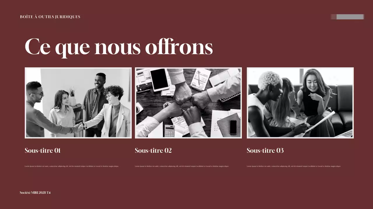 Présentation de la boîte à outils de conseil juridique de Maroon Professional