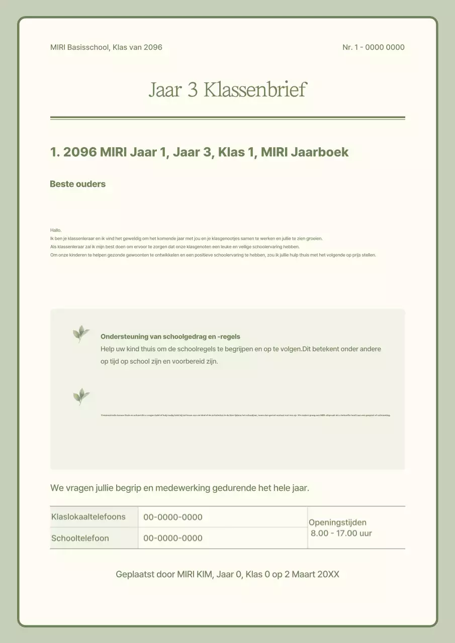 Jaarlijkse eenvoudige klasseaankondigingen