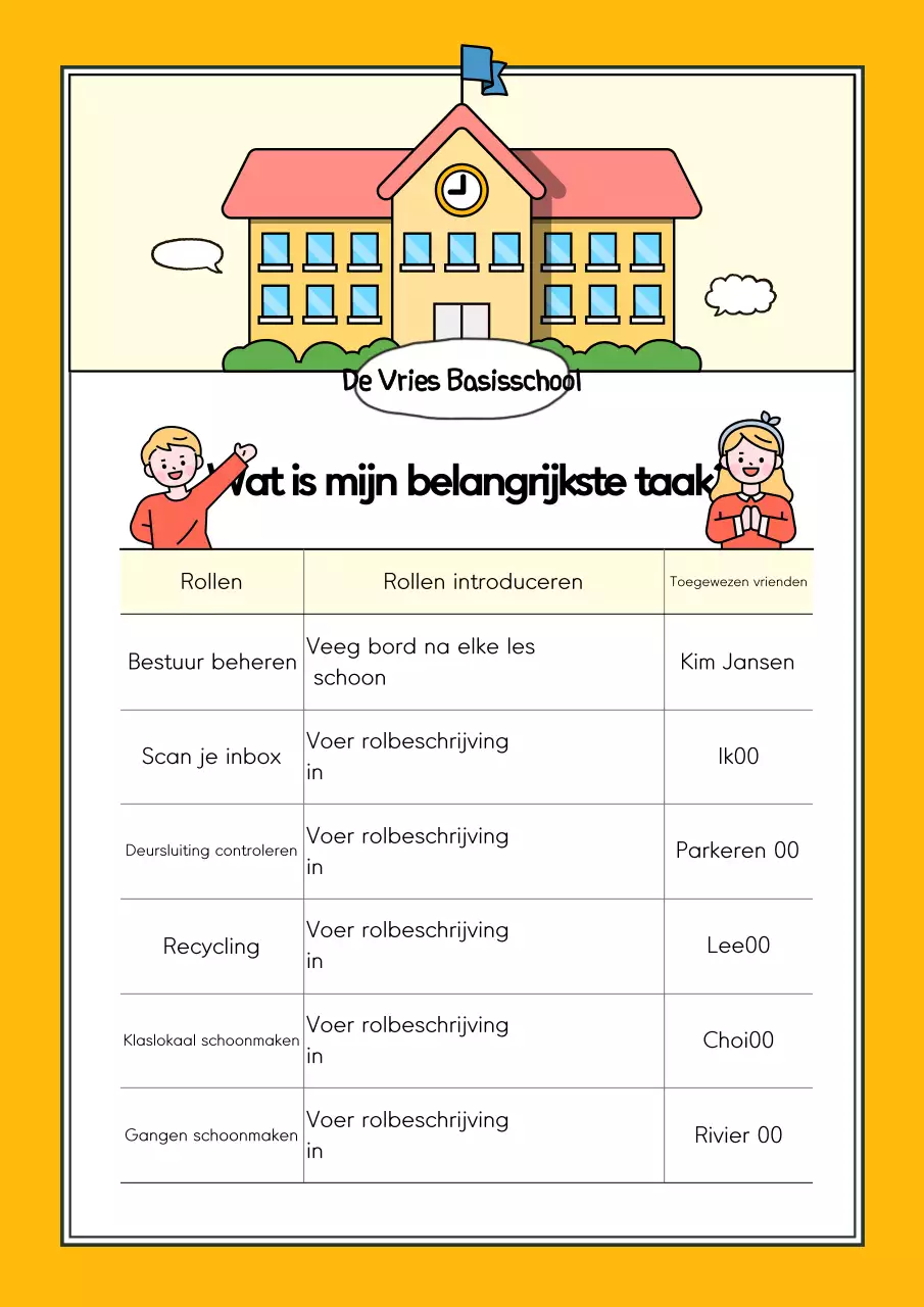 Gele leuke schoolposter
