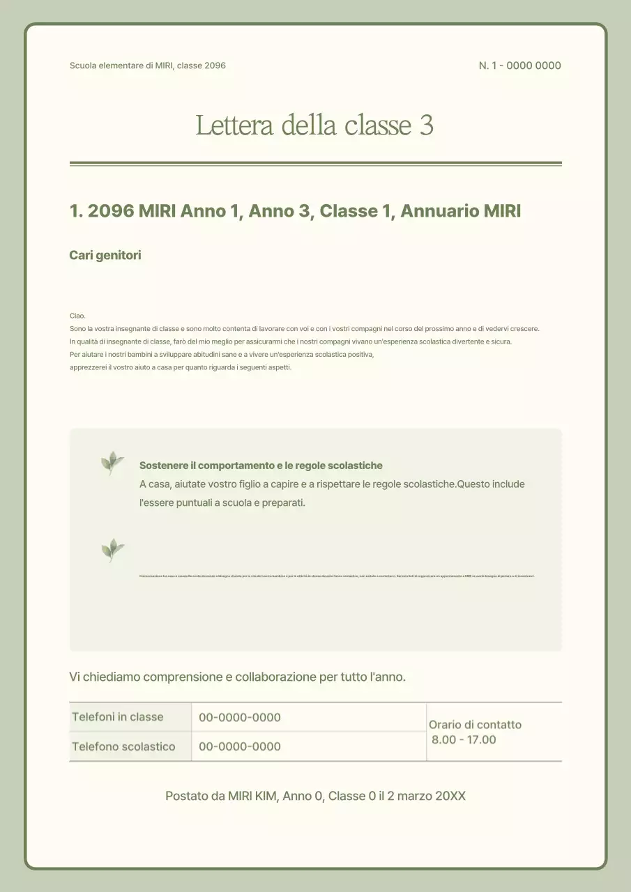 Annunci annuali di classe semplice