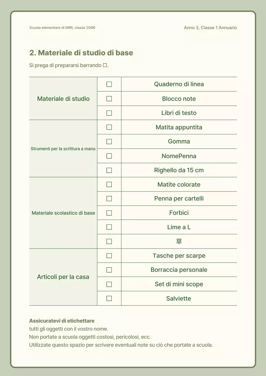 Annunci annuali di classe semplice