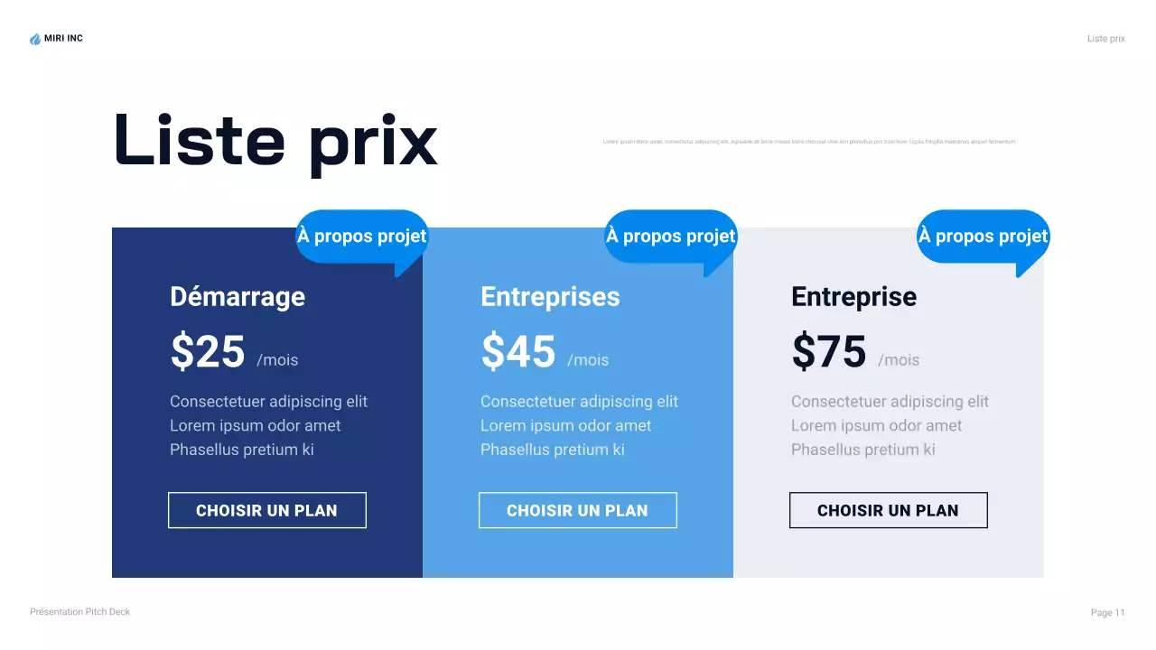 Présentation d'entreprise moderne de couleur bleue
