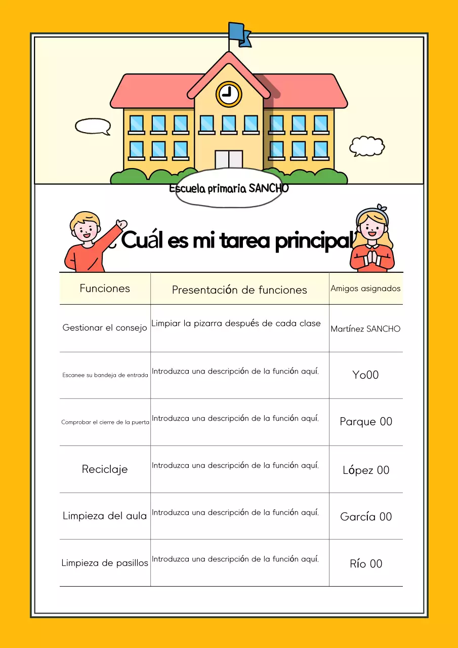 Cartel escolar amarillo