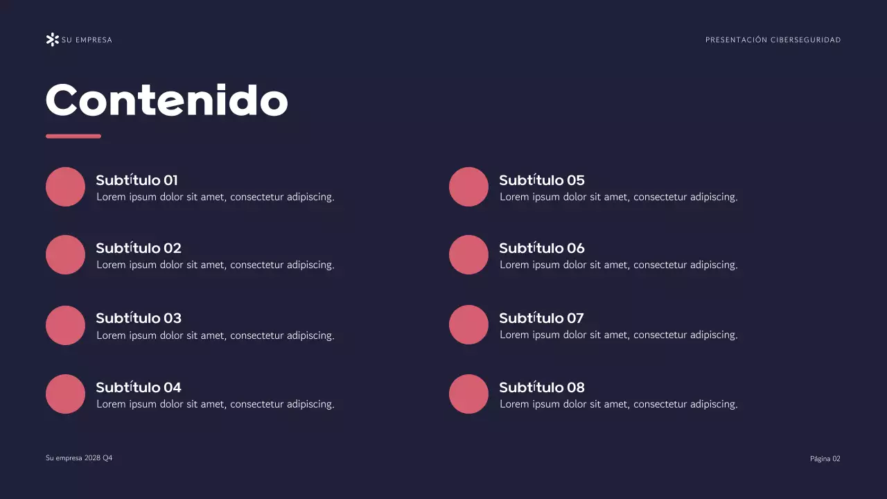 Presentación de la Agencia de Ciberseguridad Purple Modern