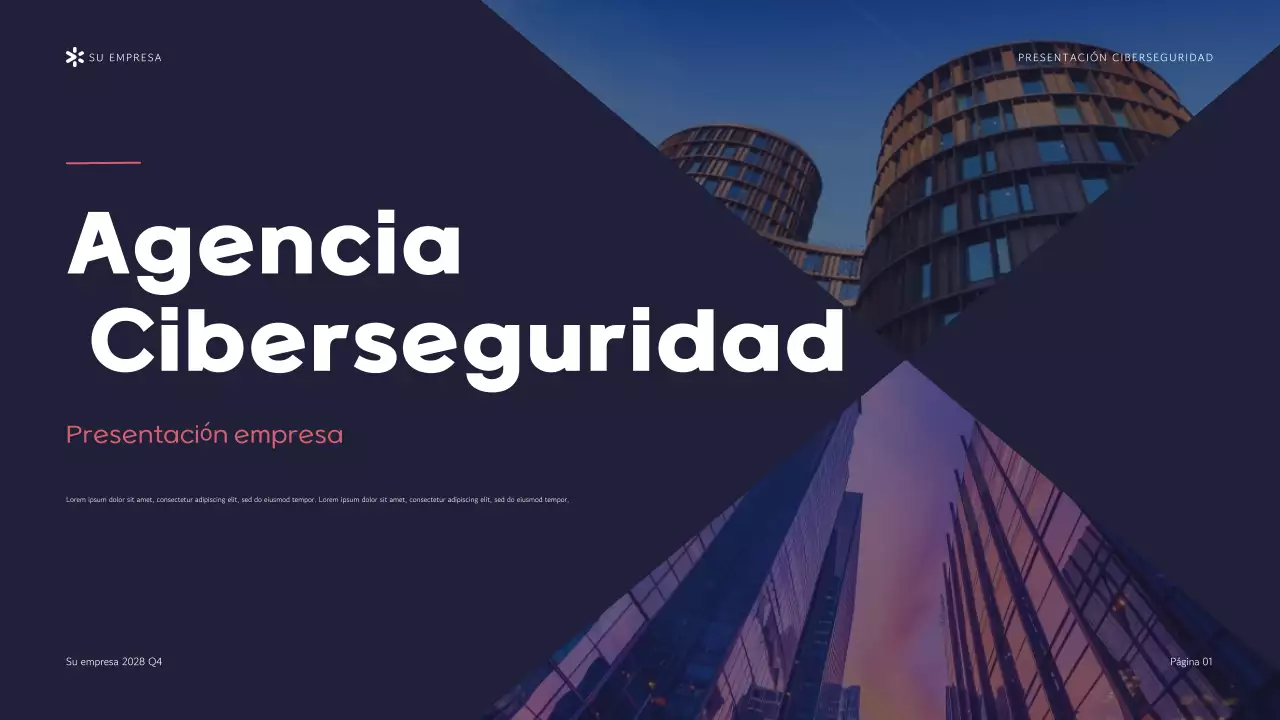 Presentación de la Agencia de Ciberseguridad Purple Modern