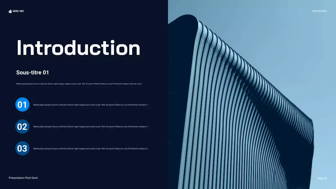 Présentation d'entreprise moderne de couleur bleue