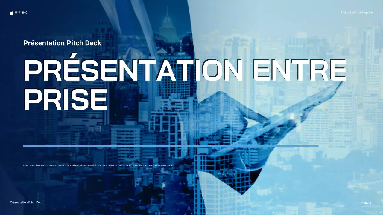 Présentation d'entreprise moderne de couleur bleue