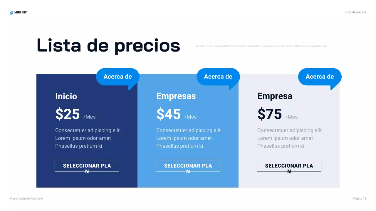 presentación de empresa moderna azul