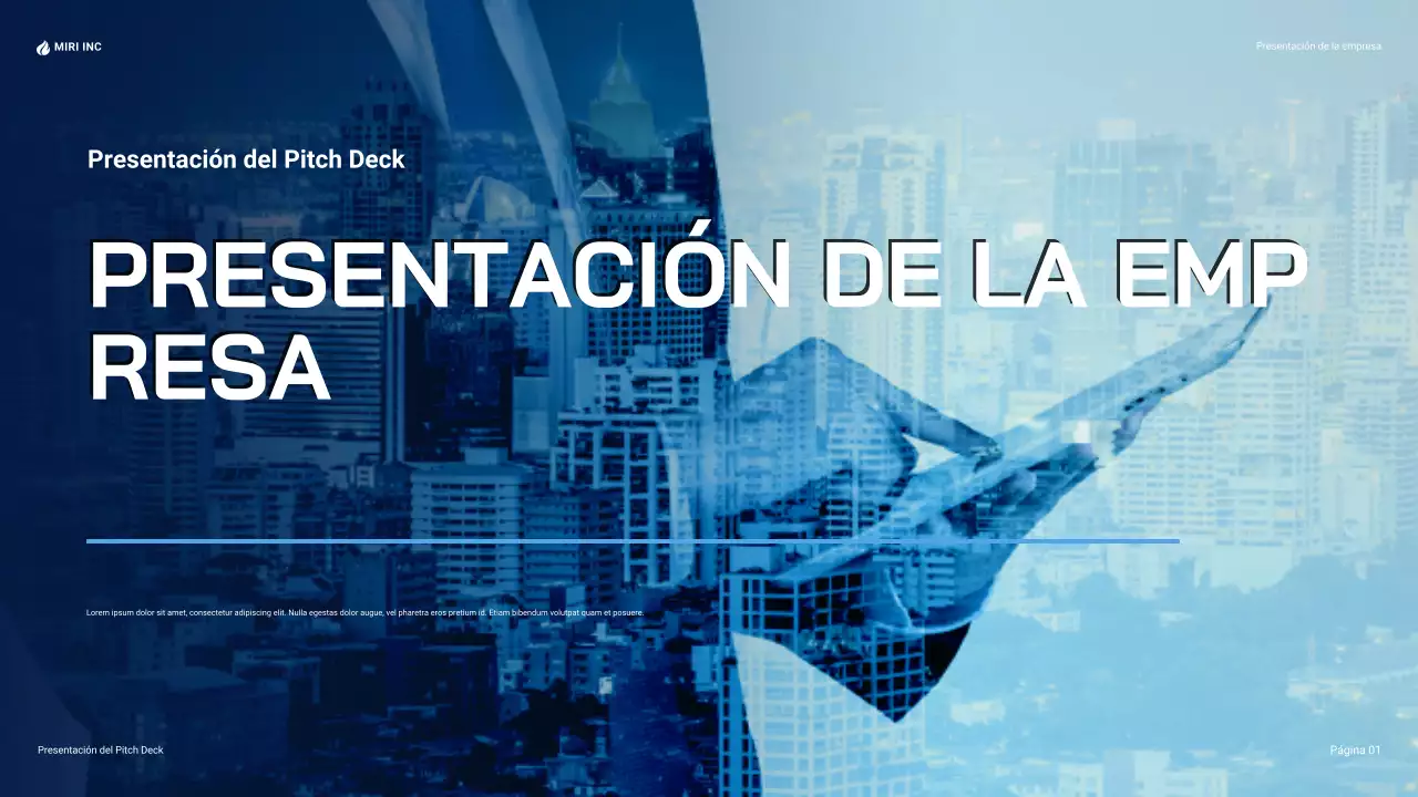 presentación de empresa moderna azul