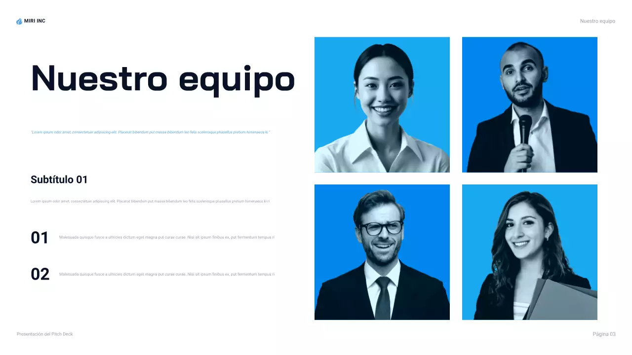 presentación de empresa moderna azul