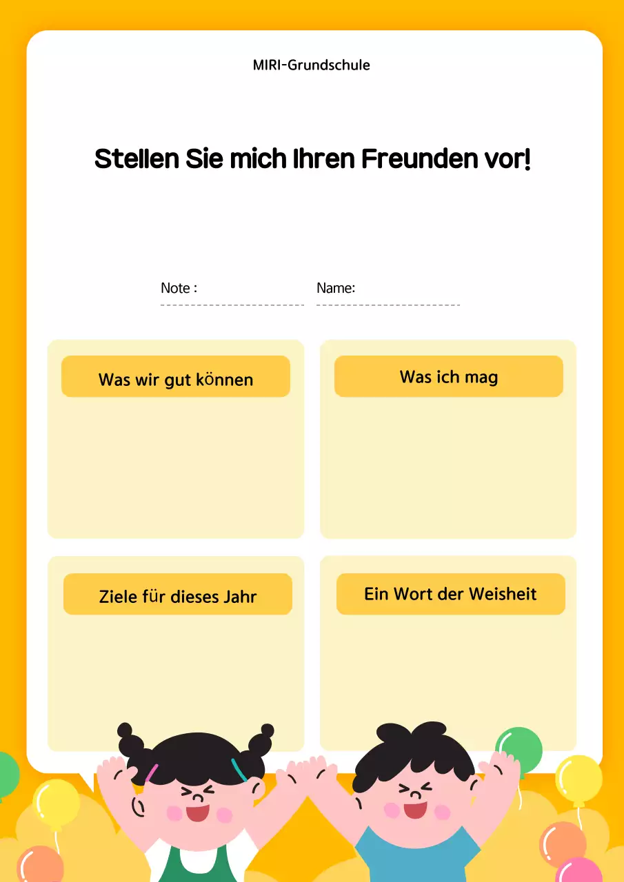 Gelbe persönliche Erklärung