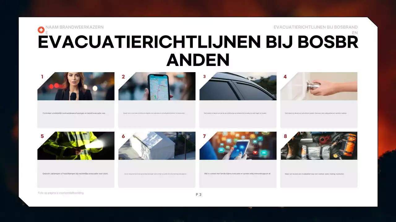 richtlijn voor evacuatie met rood vet