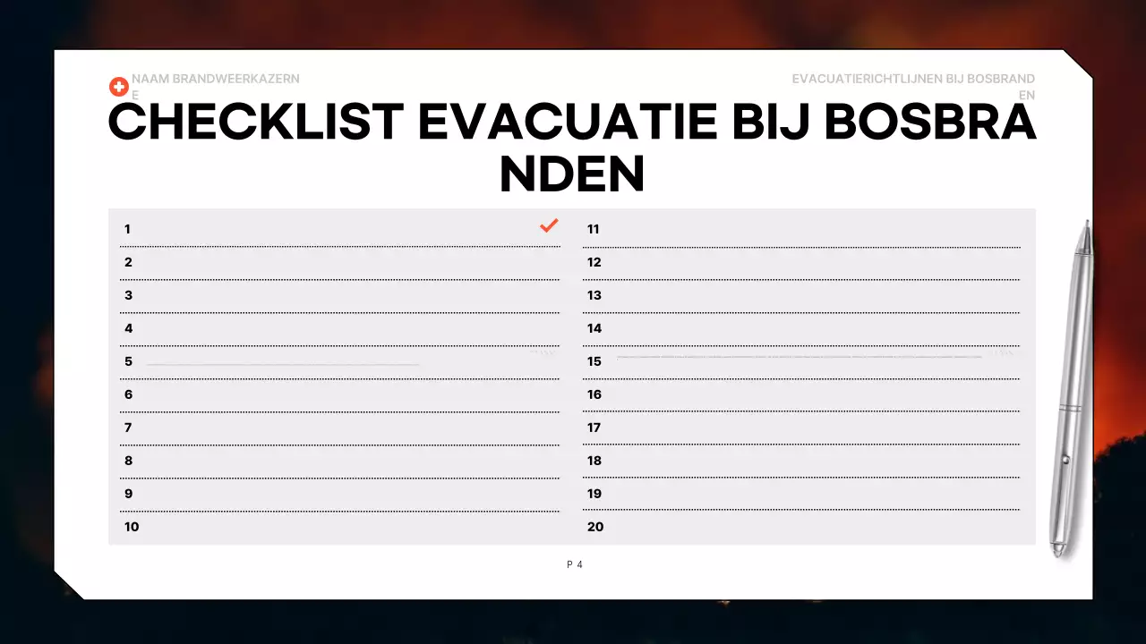 richtlijn voor evacuatie met rood vet