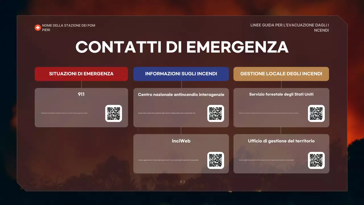 linea guida per l'evacuazione in grassetto rosso