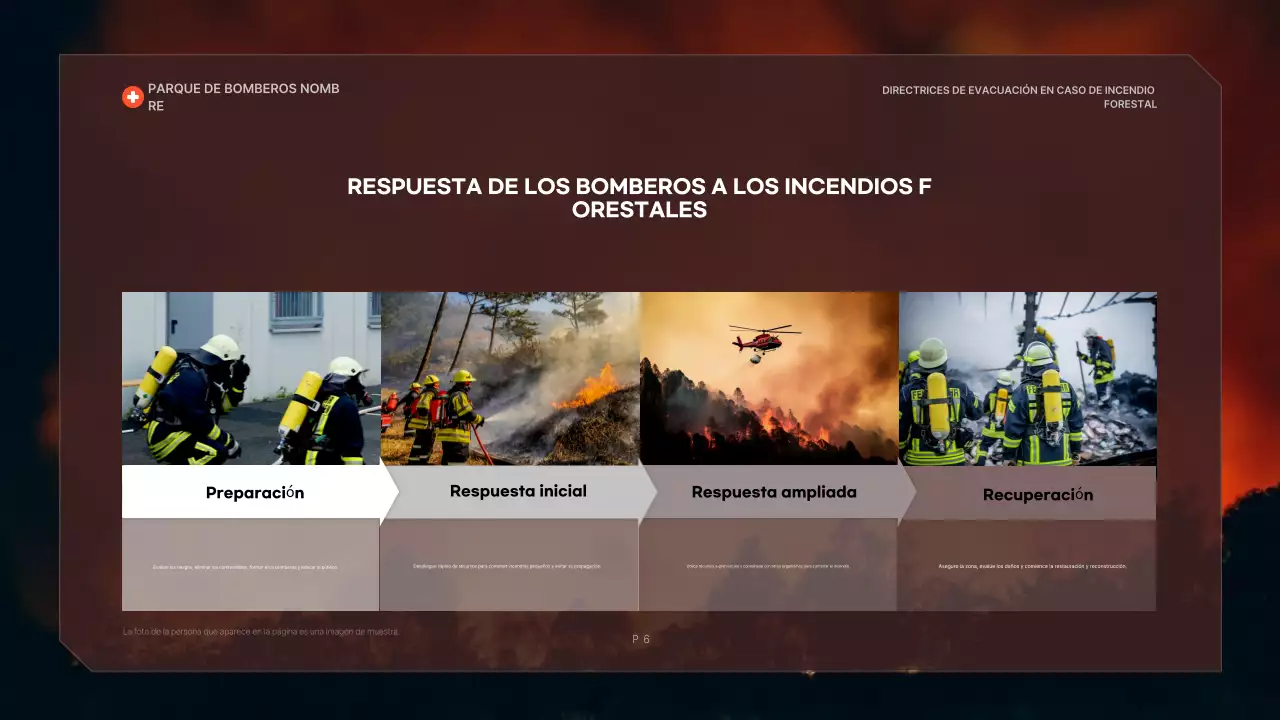 directriz de evacuación en negrita roja