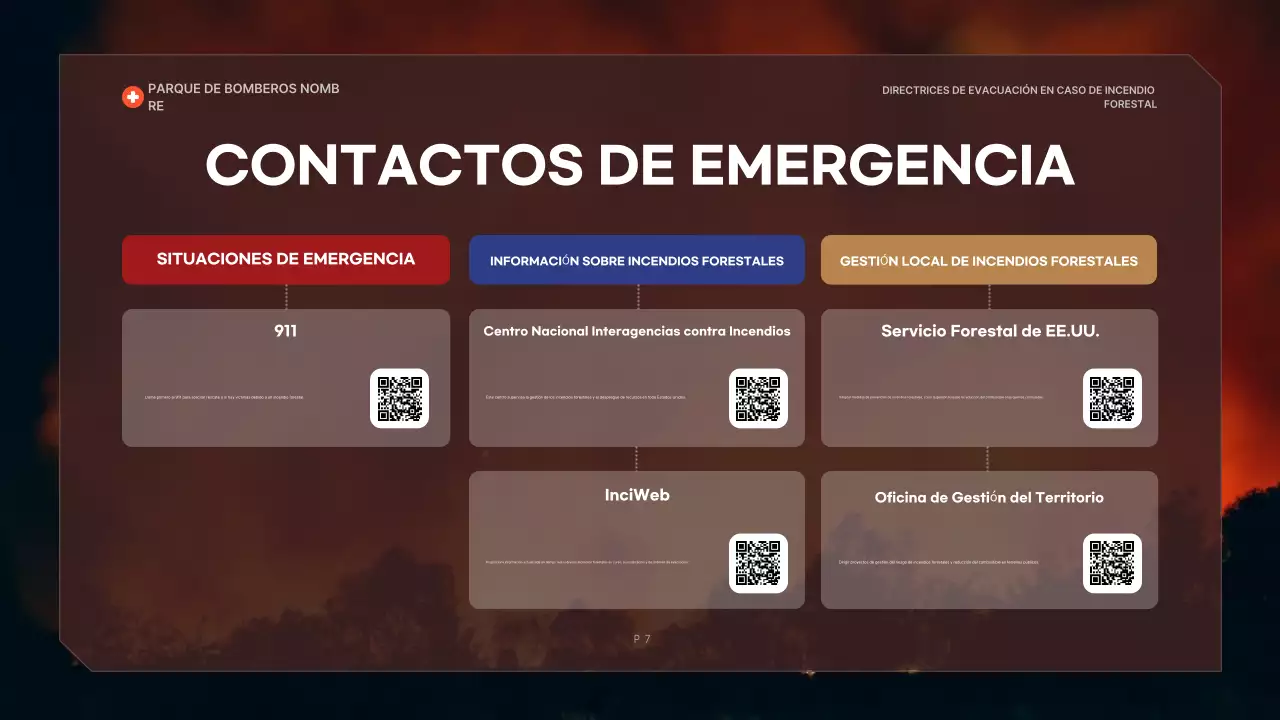 directriz de evacuación en negrita roja